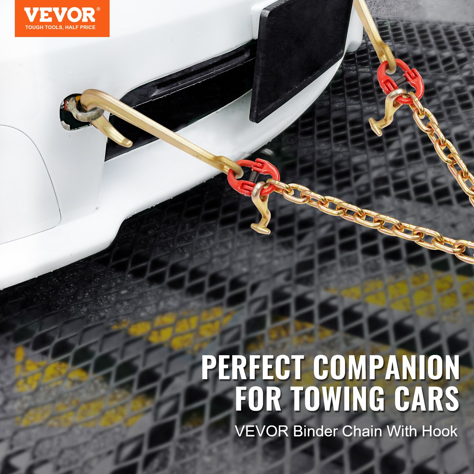 3/8'x2' G80 Tow Chain J Hook V-Chain Bridle Grab & T Hook Wrecker 15600lbs — image 4
