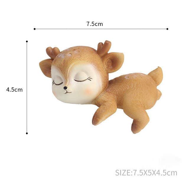 Resin Sleeping Baby Deer Mini 3D Elk Christmas Ornaments Cute Decor for Home Garden Car Xmas Party Table Decoration Kids Gift — image 11