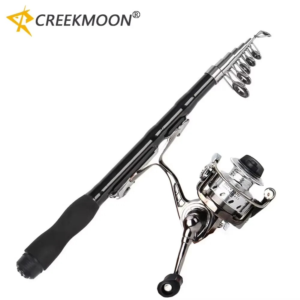 Telescopic Carbon Fishing Pole Metal Spinning Reels 1.5m Winter Ice Fishing Rod Combos Sets for Travel Poles Tackle Outdoor — image 1