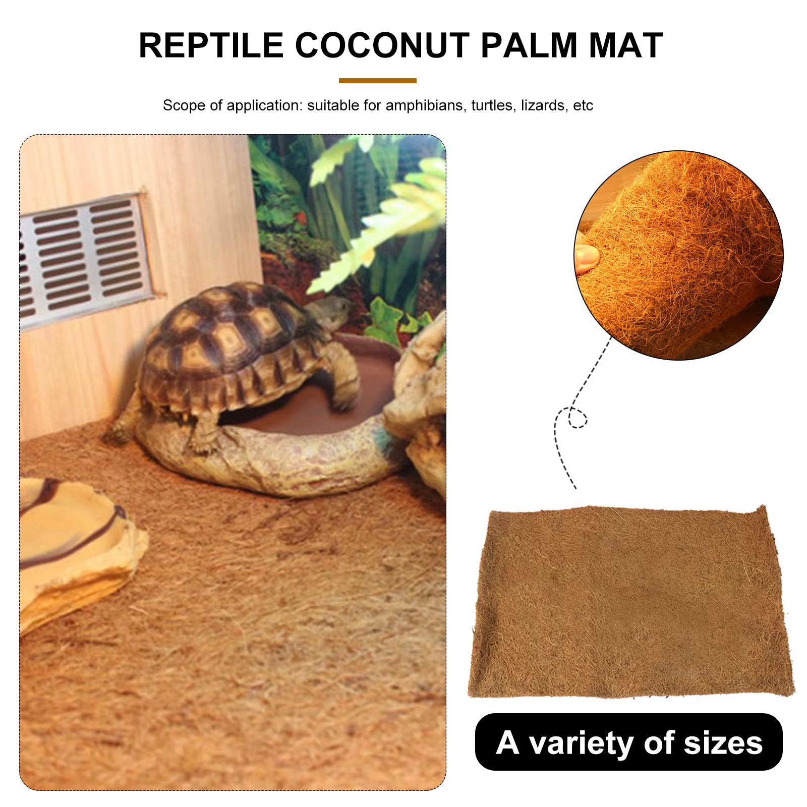 Reptile Carpet Mat Coconut Fiber - Snake Bedding Bunny Rabbit Lizard Cage Mat — image 3