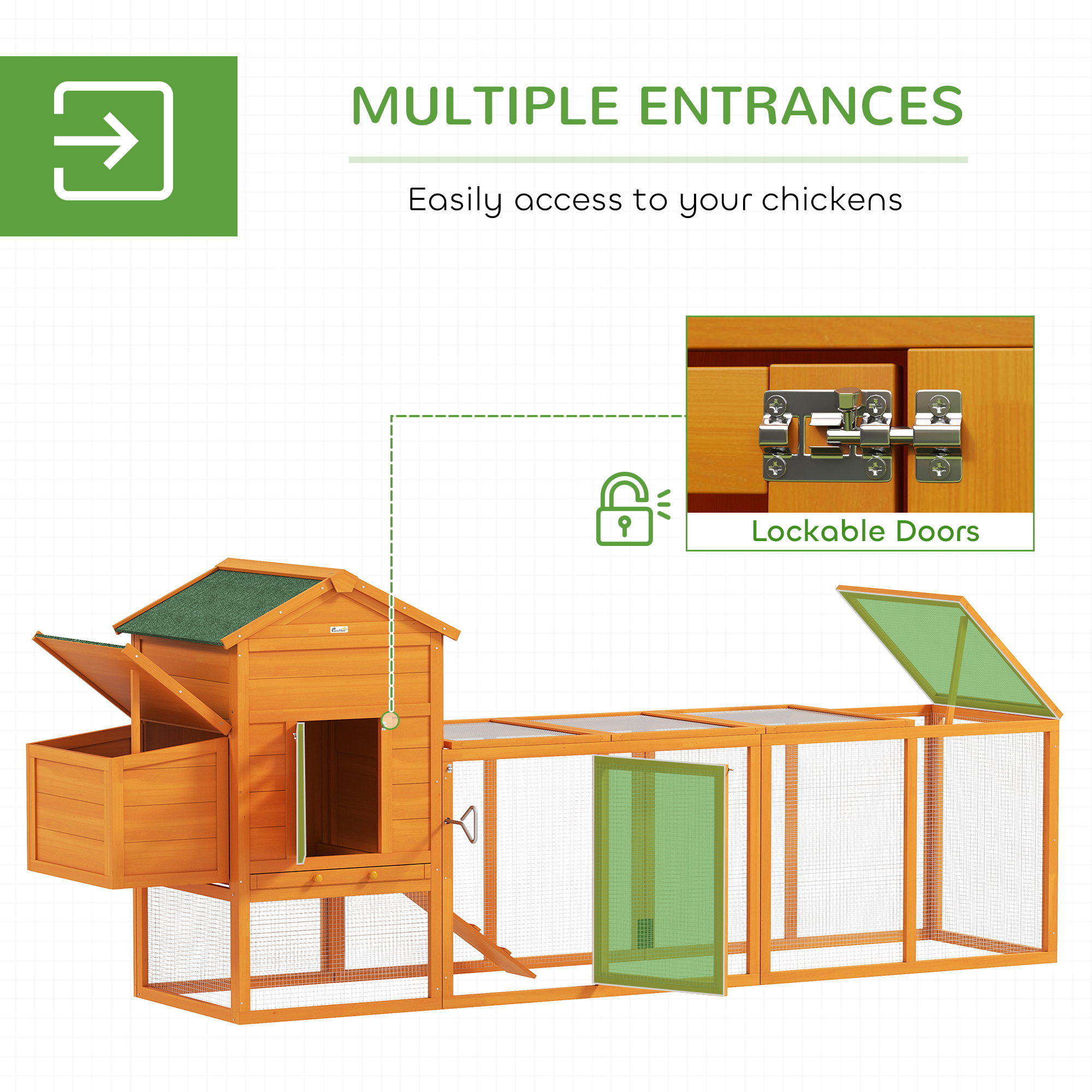 Casa de Pollos Grande con Corral Removible Naranja — imagen 4