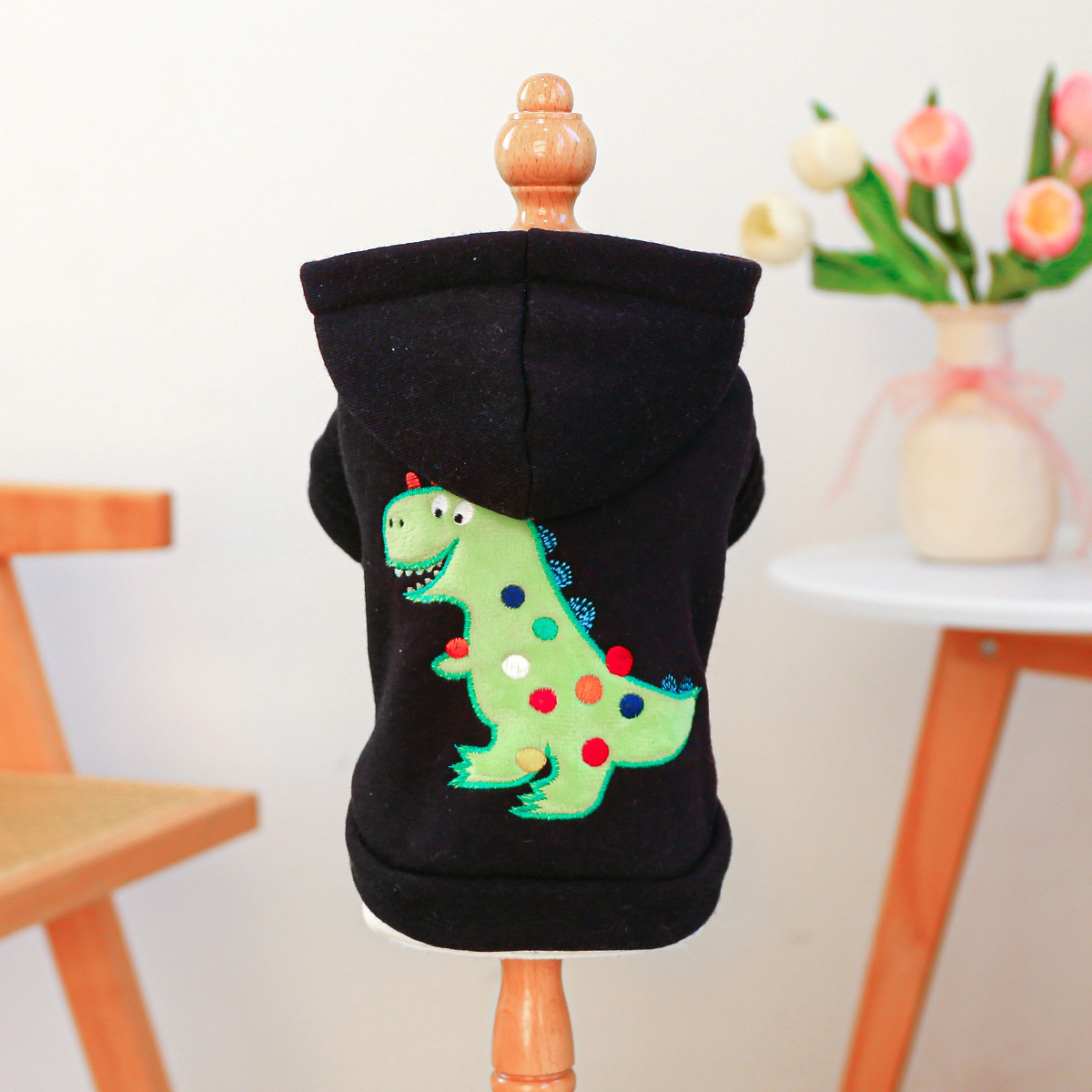 Pet Clothes Halloween Dinosaur Costume Medium and Small Sized Hooded Embroidered Rainbow Dinosaur Sweatshirt — image 6