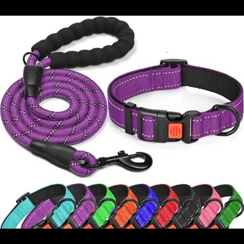 Pet Dog Collar Leash Traction Rope With Adjustable Reflective Nylon Webbing Dog Collar Set — image 6