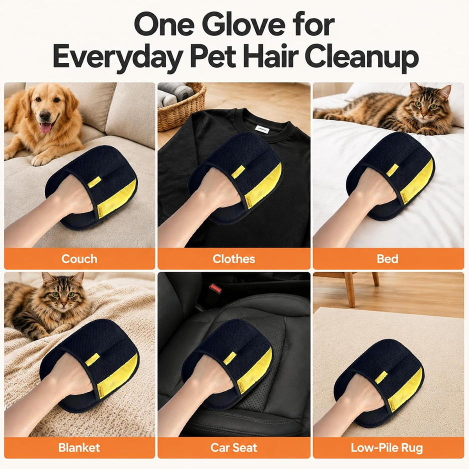 Pet Hair Removal Gloves For Cat Dog Hair, 2 Pack Electrostatic Reusable — image 3