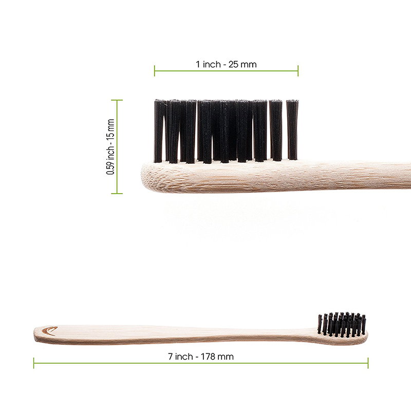 Bamboo Toothbrush with Charcoal Bristles Natural Dental Care for Home Family Travel — image 3