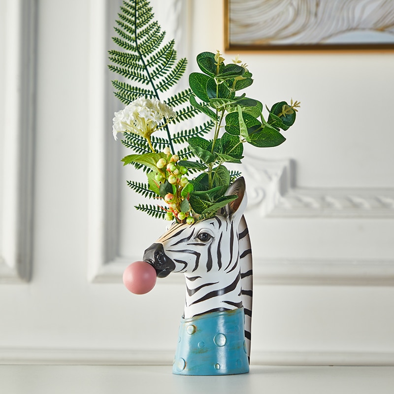 Resin Cartoon Animal Head Vase Succulents Flower vase — image 9