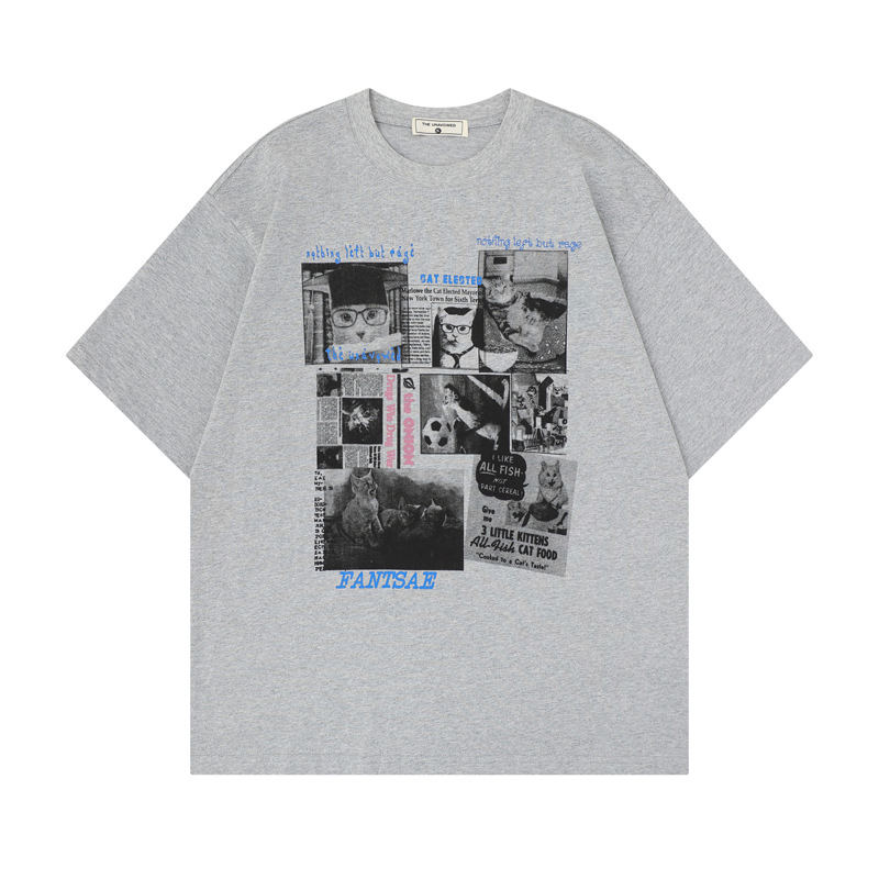 Camiseta de manga corta con poster de gato impreso — imagen 2