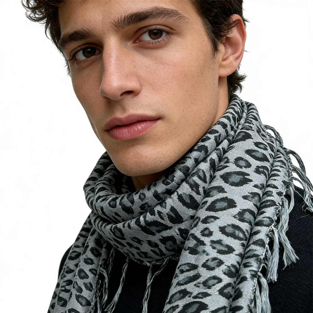 2pcs Minimalist Head Scarf, Grey Leopard Square Scarf, Luxe Look For Evening Wear, Scarf, vacation, daily Life, evening Party, Office Appropriate Subtlety For Women Men — image 8