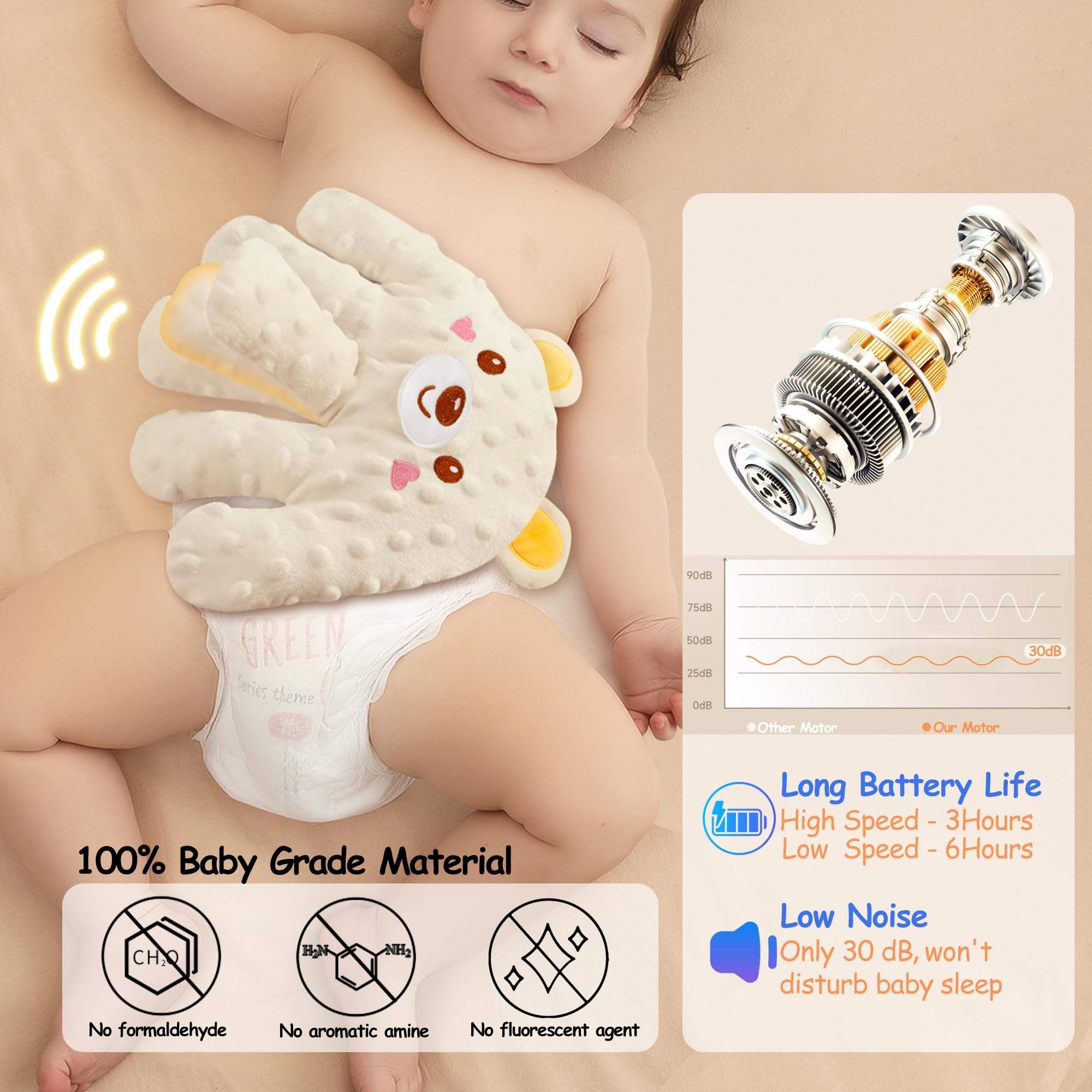 Dispositivo Eléctrico Automático de Acariciamiento, Mano Cómica para Bebés, Guantes de Pecho para Lactantes, Almohadilla Eléctrica para Manos de Niño, Juguetes de Peluche para Dormir — imagen 3