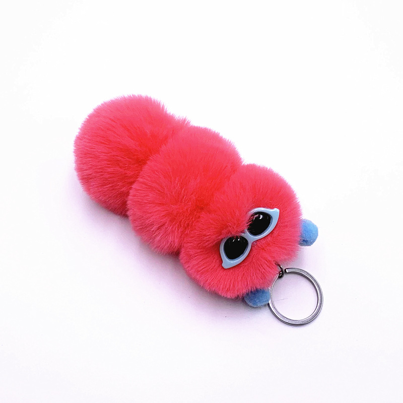 New Cute Caterpillar Key Chain Cute Candy Color Cartoon Plush Bag Pendant Car Key Chain Accessories — image 15