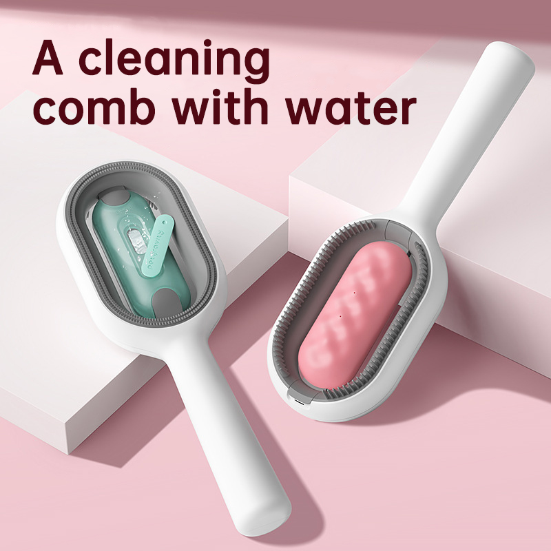 2 In 1 Hair Removal Cleaning Double Side Bath Rake Comb Pet Dog Cat Shedding Deshedding Brush Grooming Comb With Water Tank — image 1