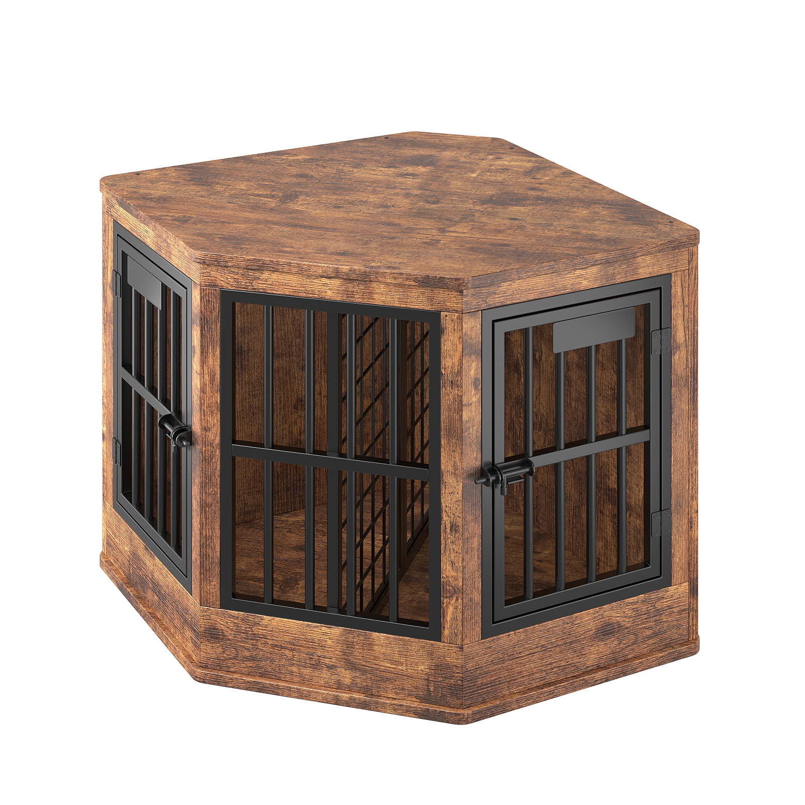 Corner Dog Crate Furniture Modern Indoor Dog Cage Decorative Pet House TV Stand For Medium And Large Sized Dogs Brown — image 1