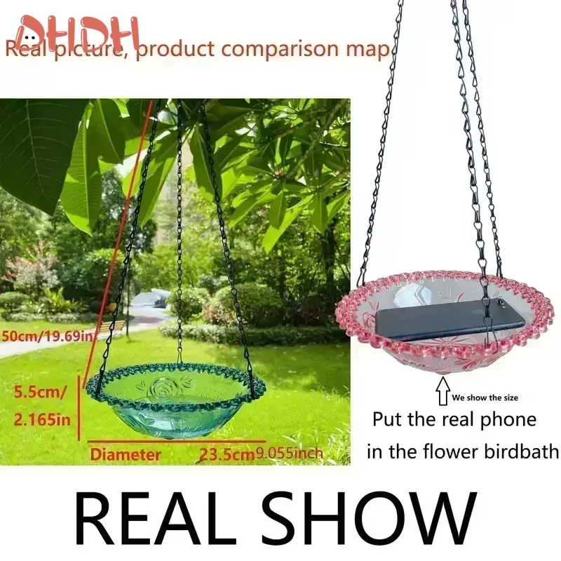 New Bird Flower Shaped Hanging Bird Feeder Birdbath For Garden Yard Farm Supplies Hummingbird Feeder Supplies Birdbath Bird Bath — image 3