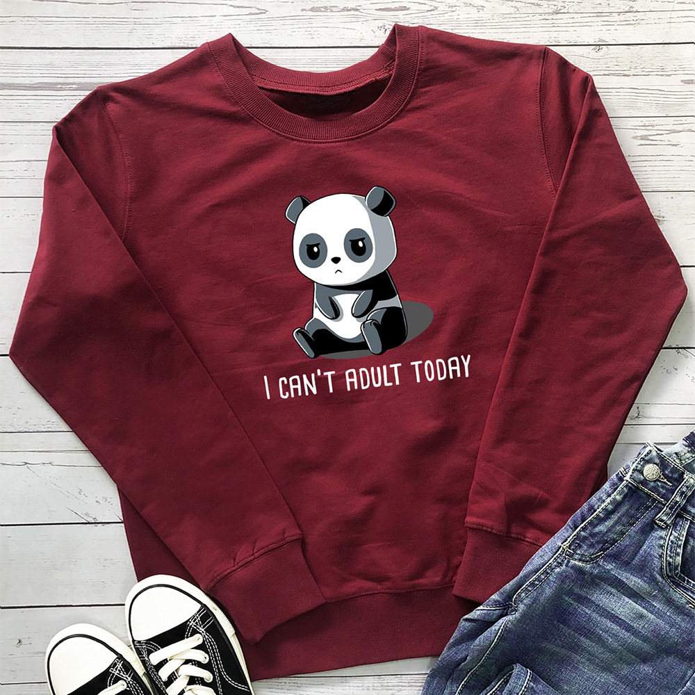 I CAN'T ADULT TODAY letter panda printed hoodie — image 8