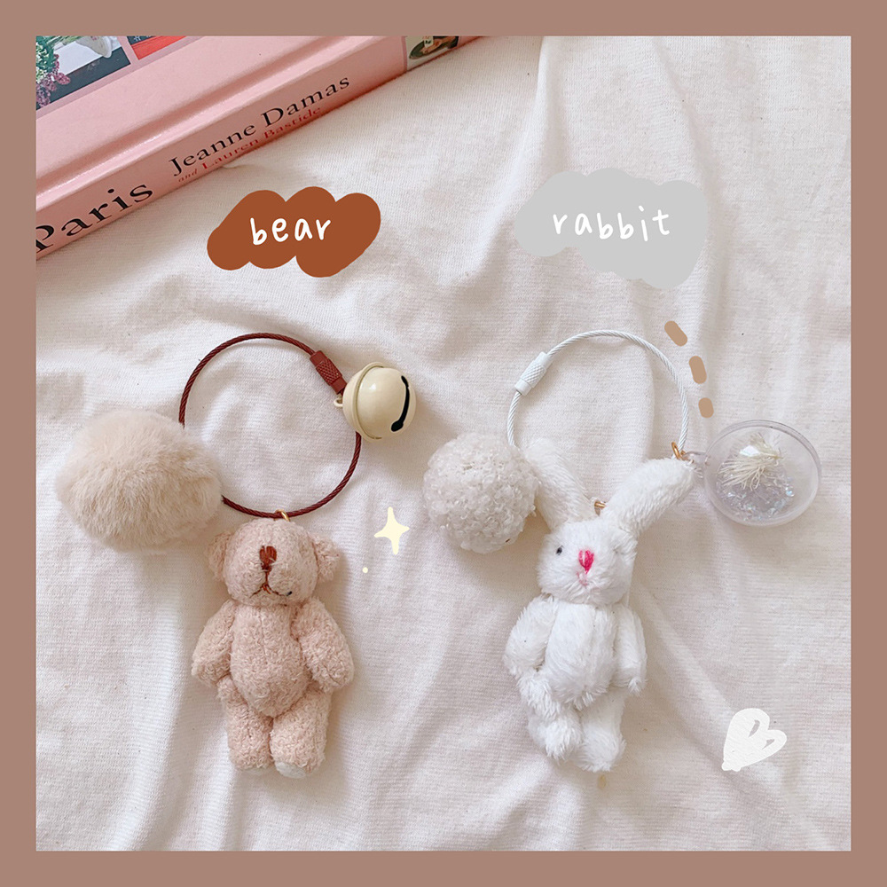 Cute Girl Cute Pendant Plush Doll Bunny Doll Bag Pendant Soft Cute Accessories Key Chain Ring — image 1