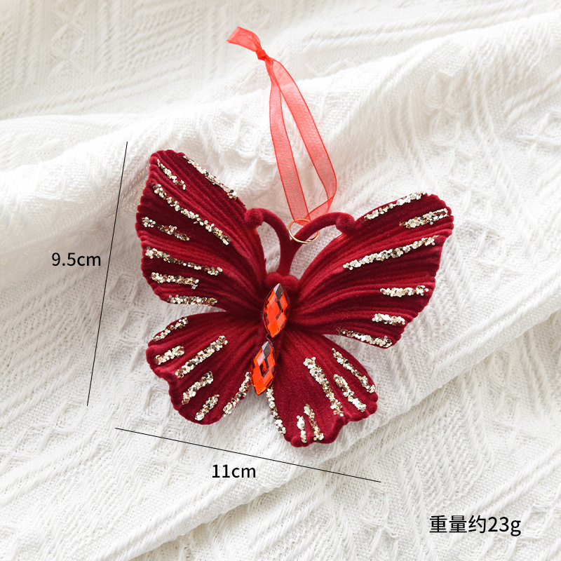 Christmas decoration red flocking elk bell pendant Christmas tree decoration ornaments — image 6