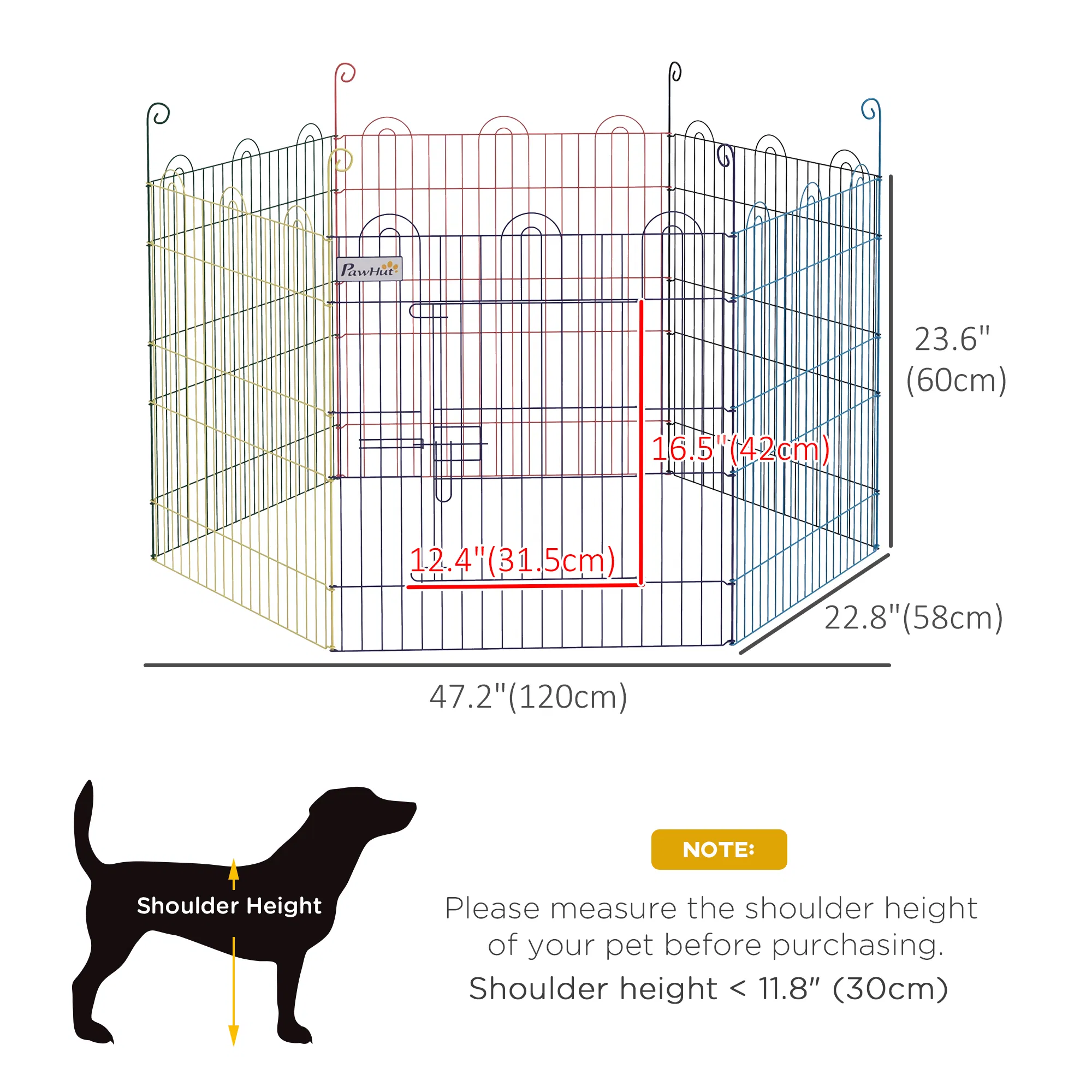 Metal Pet Playpen Portable Hexagon Dog Exercise Fence Multi-colored — image 6