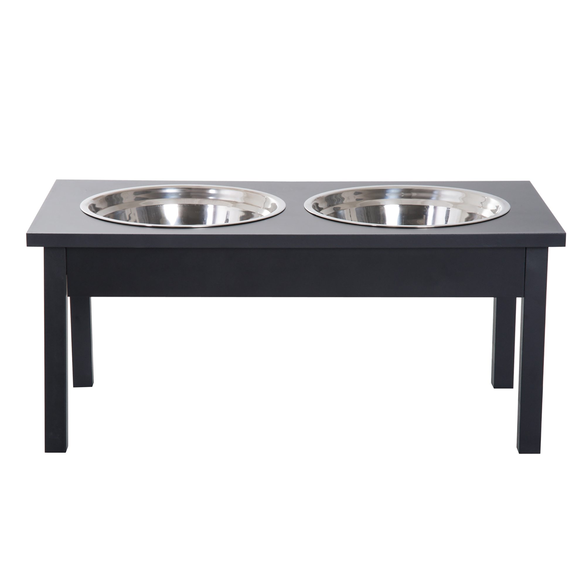 Tazones de Comida de Madera Resistente para Perro de 23", Estación de Alimentación Elevada para Mascotas -Negro — imagen 4