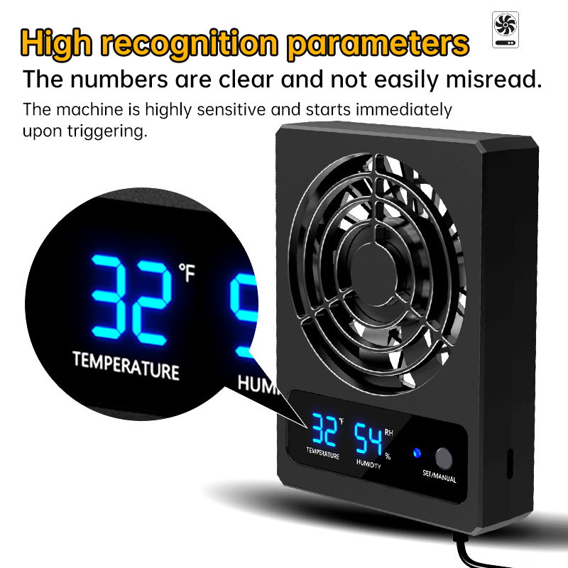 Smart Reptile Cooling Fan with Thermo-Hygrostat & LED Display, Low Noise for Terrarium/Aquarium — image 8