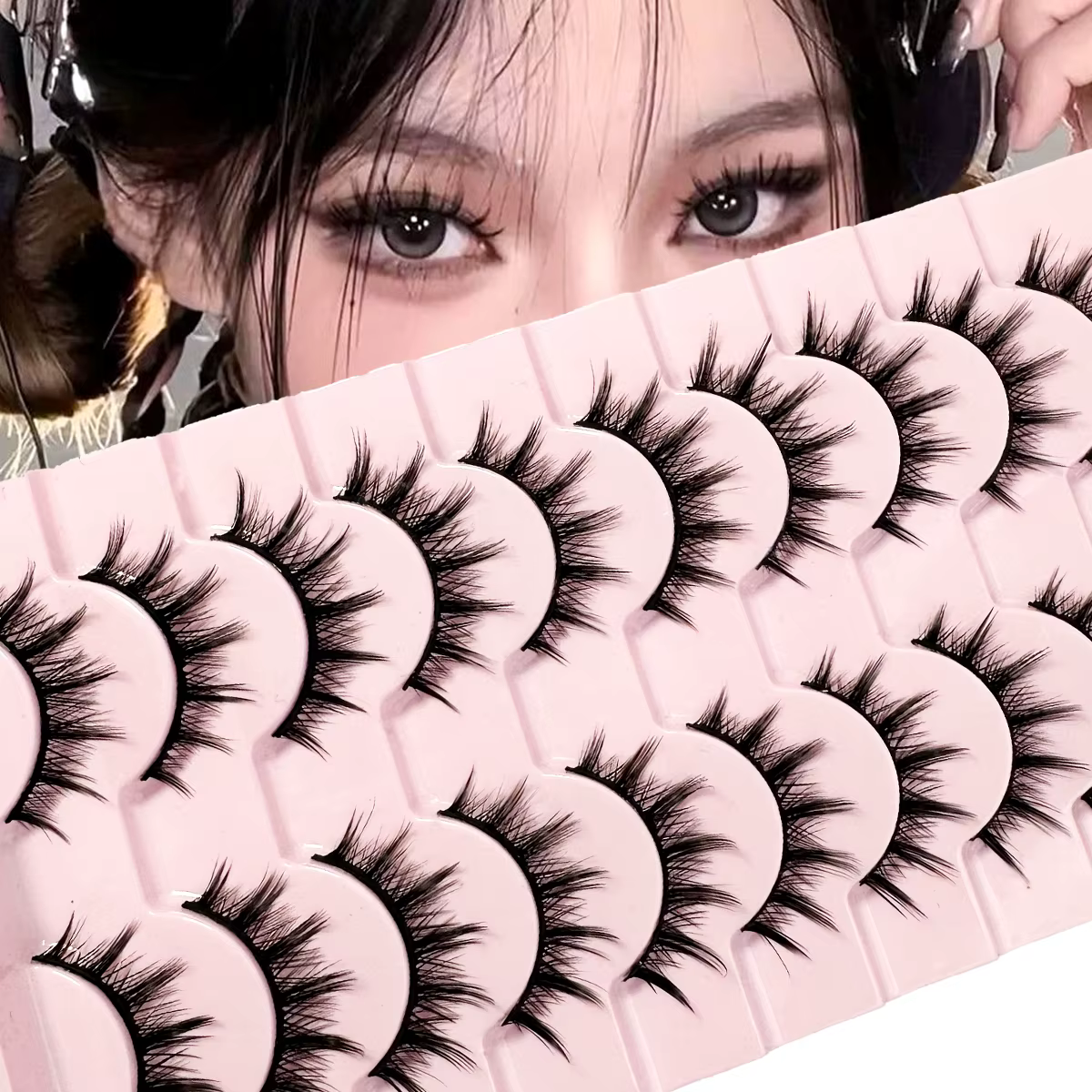 Pestañas 10 Pares – Mange Lashes 3D Cat Eye, Pestañas Faux Mink, Pestañas falsas naturales esponjosas, Herramientas de maquillaje Wispy — imagen 1