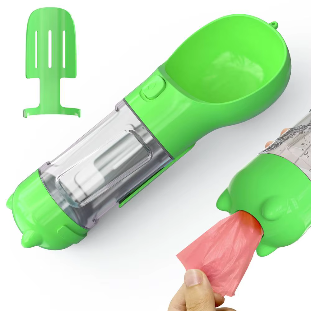 Portable Pet Cat Dog Water Bottle Feeder Container Drinking Bowl Dispenser With Poop Shovel Plastic Bags Leak Proof Lock Sale — image 9