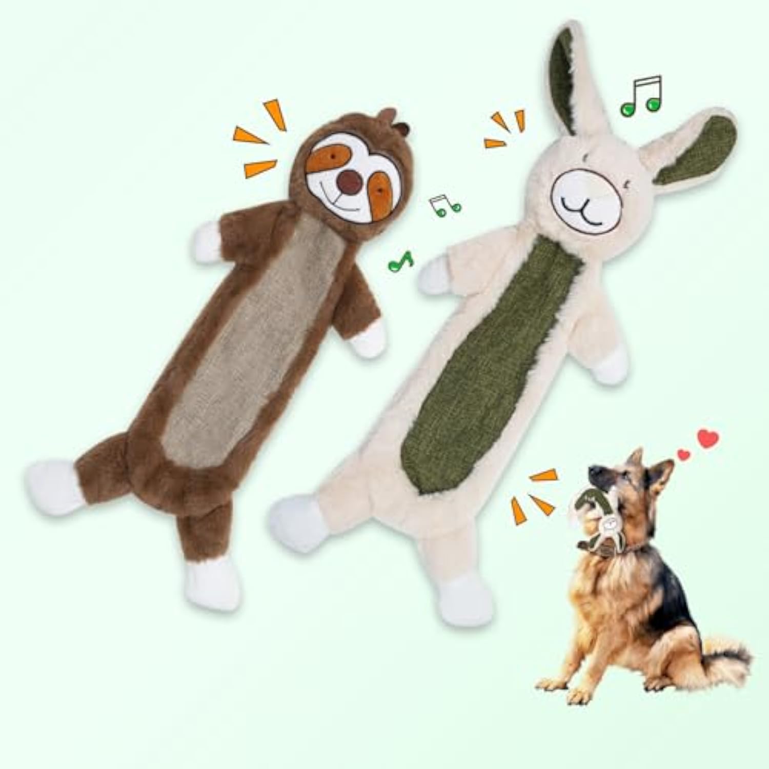 No Stuffing Crinkle Dog Toys, Unbreakable Plush Squeaky Dog Toys For Heavy Chewers Interactive Dog Toys For Large Medium Small Dogs, Unstuffed Doggie Toys For Aggressive Chewers — image 3