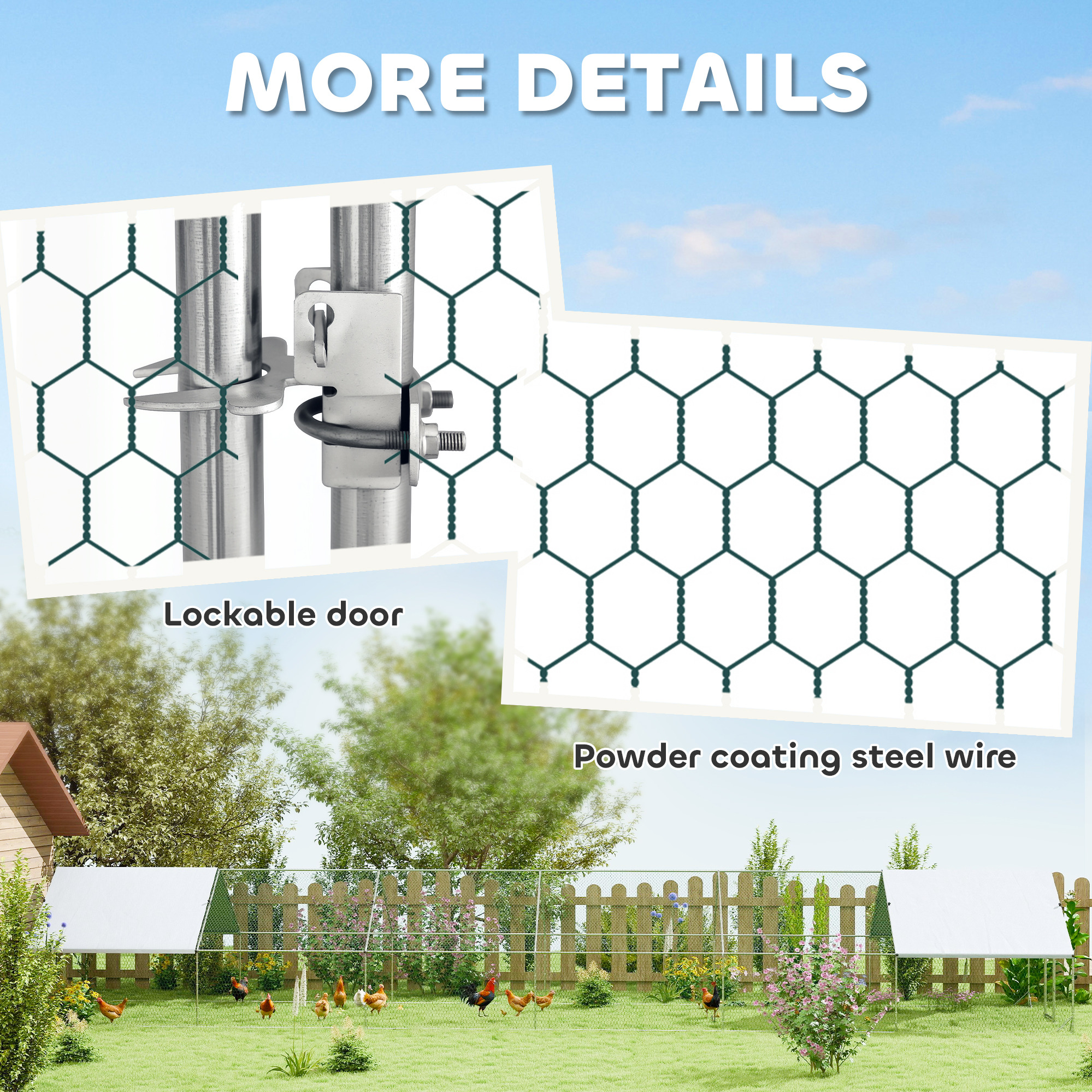 Large Chicken Coop with Waterproof and Anti-UV Cover, Spire Shaped for Outdoor and Yard Farm Use, 39 x 10 x 6.4 — image 2