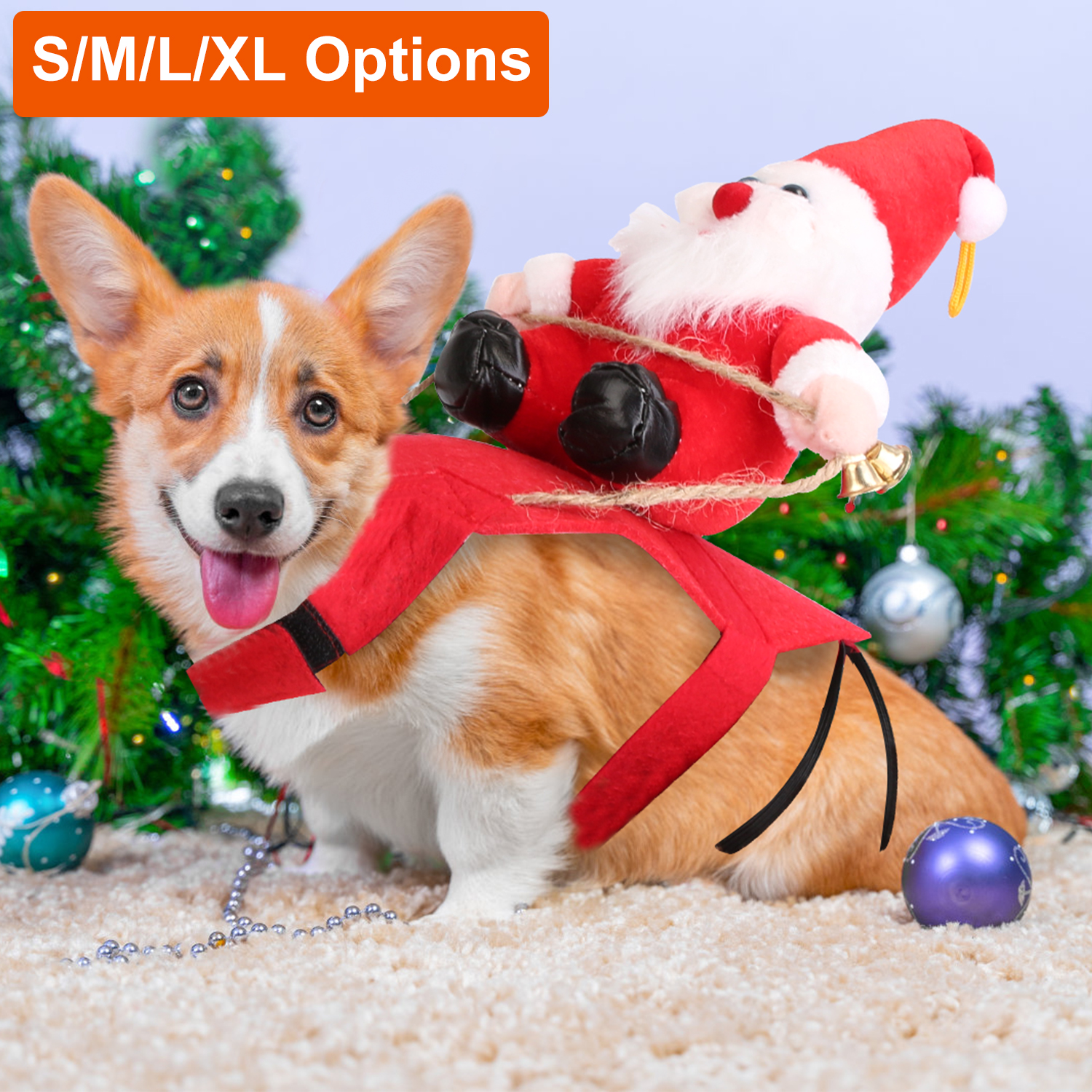 Opciones de Tamaño S-M-L-X - 1 Pieza Traje de Navidad para Mascotas - Chaqueta Roja con Patrón de Papá Noel y Campana para Perros y Gatos — imagen 1
