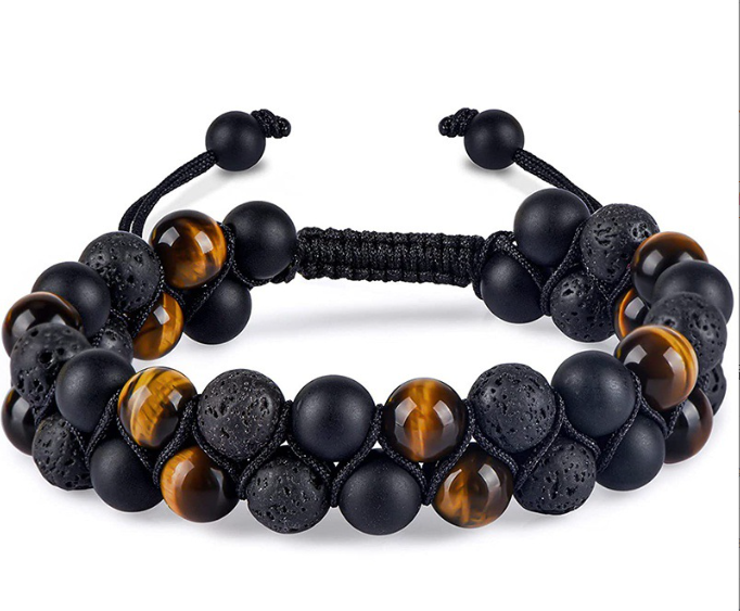 Cinturón de pulsera doble fila con piedra natural tigre ojo — imagen 4