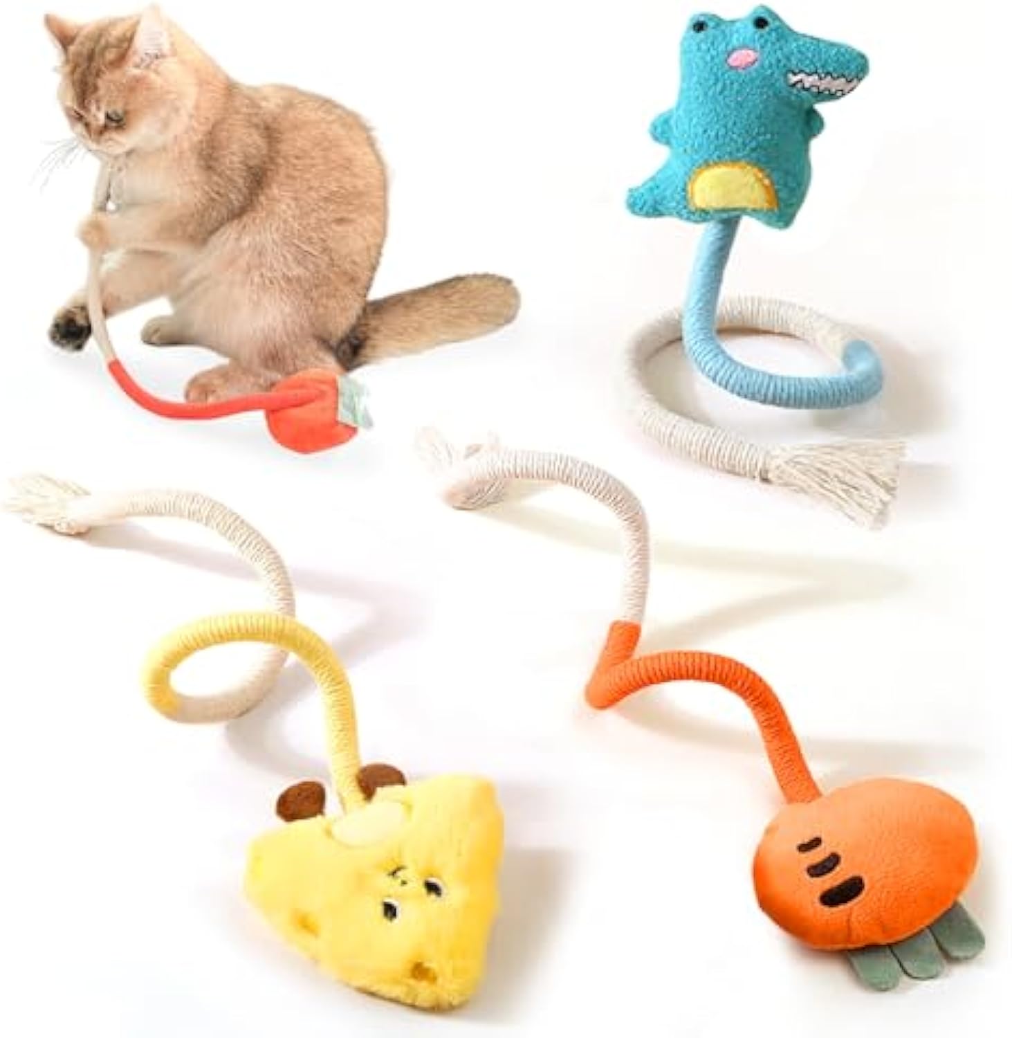 Sisal Rope Cat Toys Safe Catnip Toys Without Wire Cat Toys For Bored Indoor Cats Dental Kitty Chew Toys With Silvervine Gall Fruit, Bite-Resistant Teeth Clean Chew Cat Toy, kitty Toys — image 4