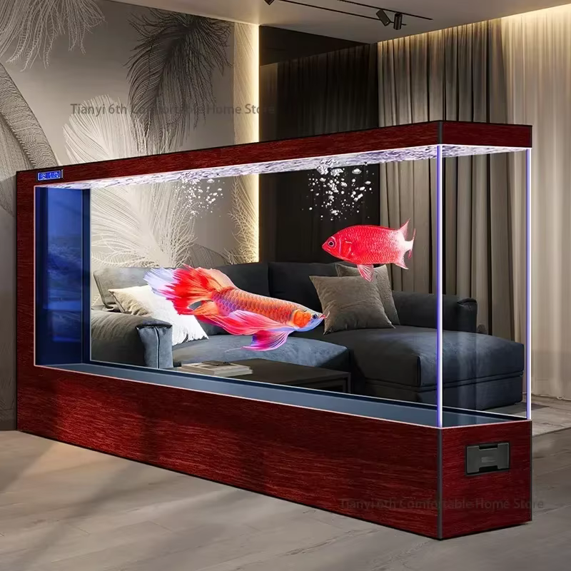 Super Large Transparent Luxury Aquariums Appreciate Originality Design Long Floor-to-ceiling Fishbowl Pet Products すいそう FYFT — image 5