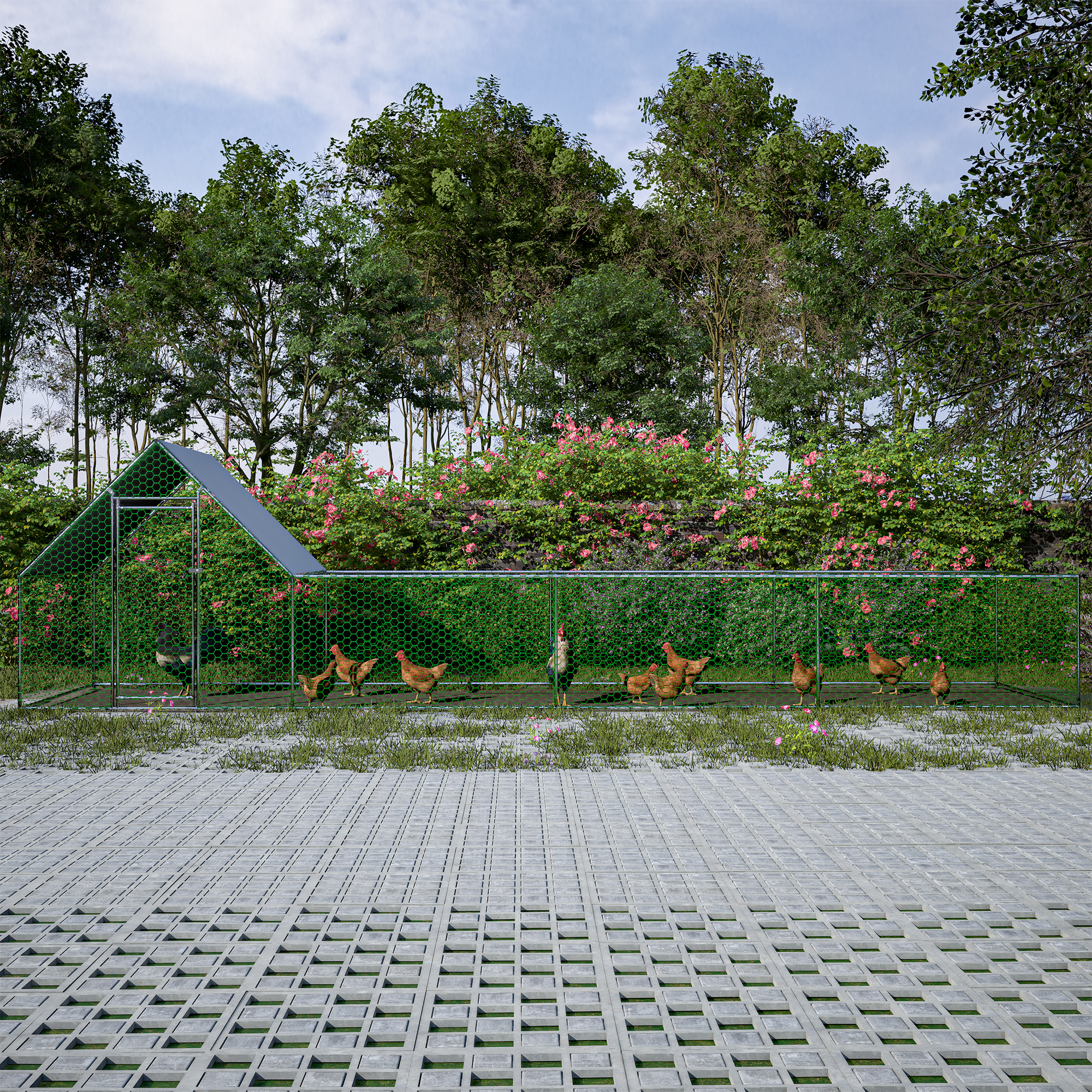 26'Lx6.7'Wx6.6' Ft Large Metal Chicken Coop, Walk-in Chicken Run, Galvanized Wire Poultry Chicken Hen Pen Cage, Rabbits Duck Cages With Waterproof And Anti-Ultraviolet Cover For Outside — imagen 1