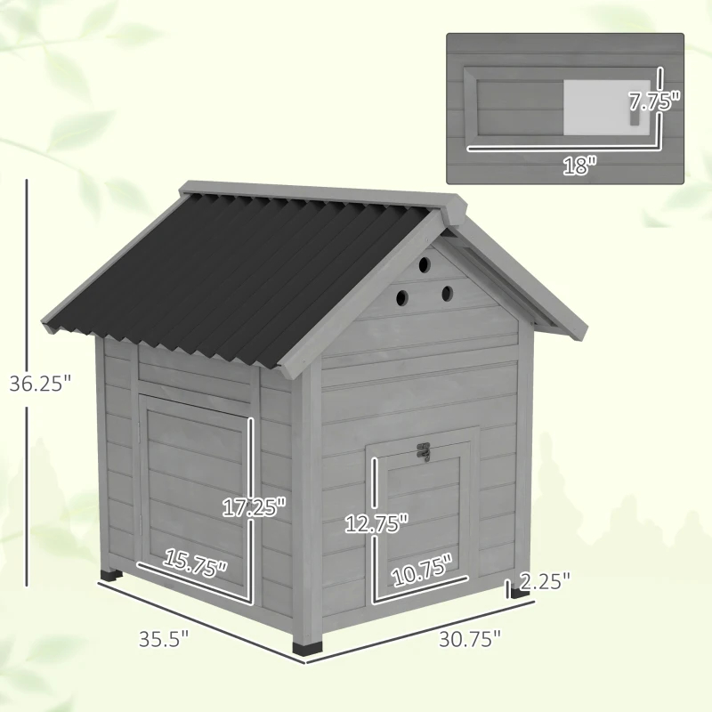Duck Coop, Wooden Duck House With Openable Roof & Double Doors, Light Gray — image 7