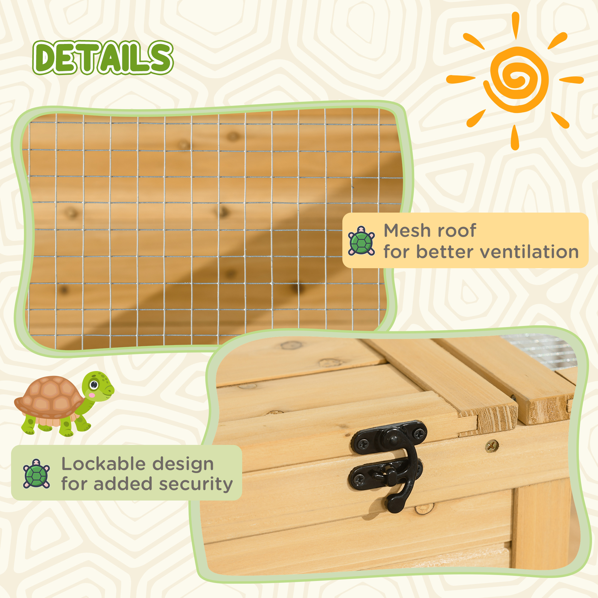 Caja de Madera para Reptiles con Acceso Superior para Tortugas, Lagartos, Serpientes Amarilla — imagen 7