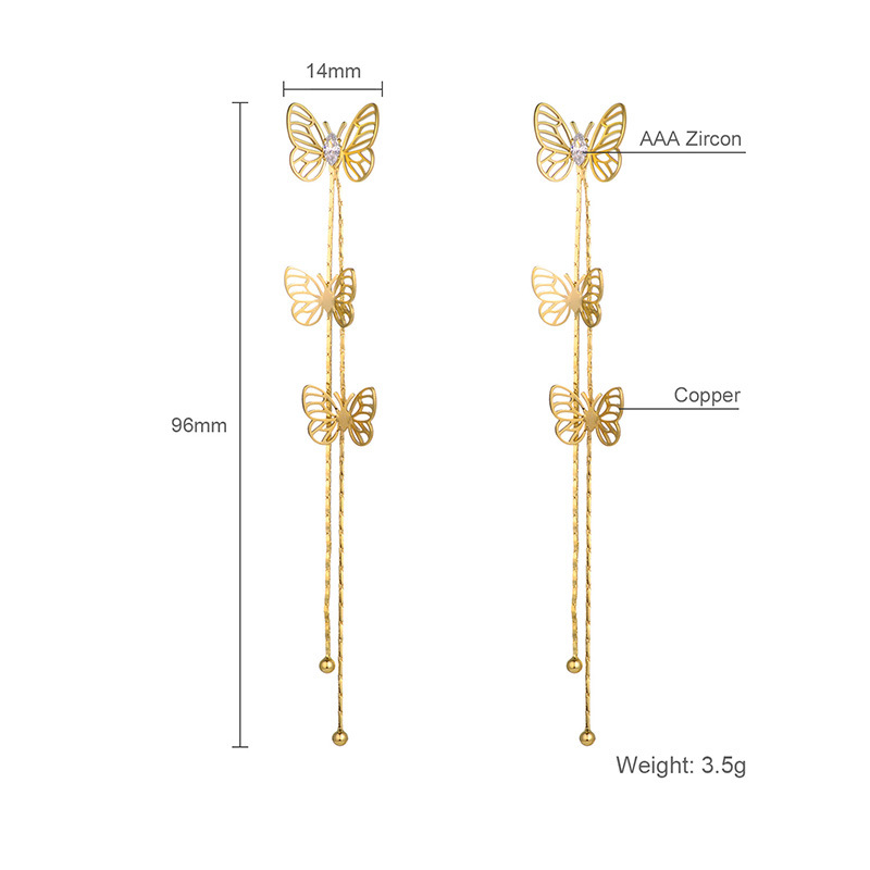 Pulseras de Oído S925 Plateado Super Fairy con Tira Larga y Mariposa Hembra Estudiada, Elegantes y Hermosas — imagen 4