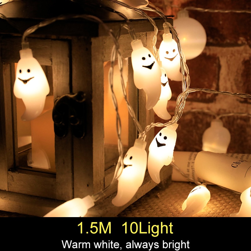 1.5m 10Led Halloween Pumpkin Ghost Skeletons Bat Spider Led Light String Festival Home Bar Party Decor Halloween Ornament — image 13