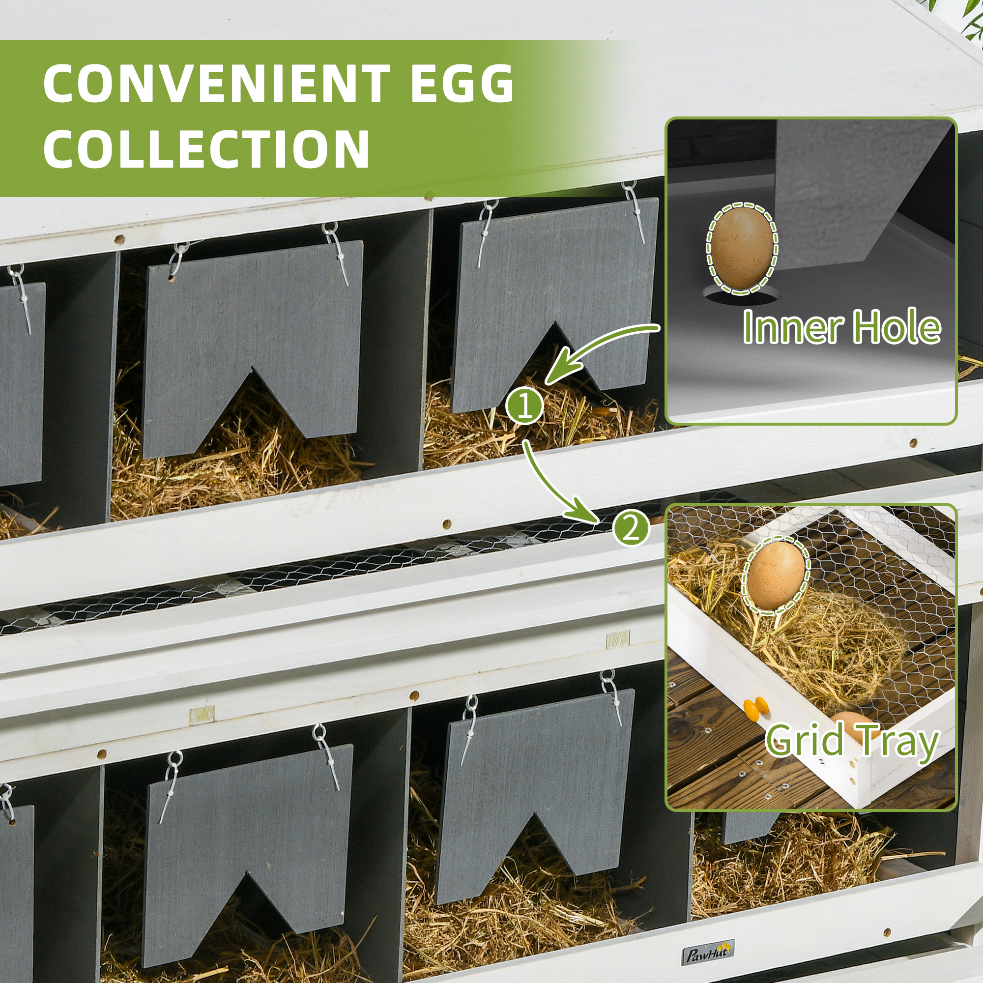 Chicken Nesting Box, 8 Compartment Wood Laying Boxes For Chicken Coop — imagen 2