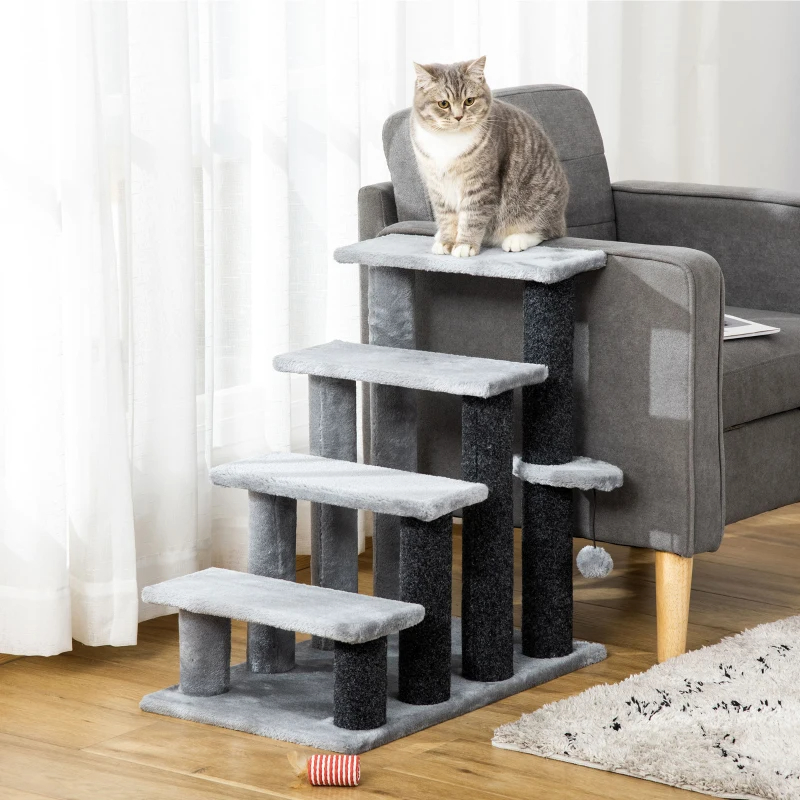 Cat Tree, Cat Tower Cat Stair Steps With Scratching Post, Hanging Play Ball For High Bed, Sofa, Indoor Outdoor — image 6