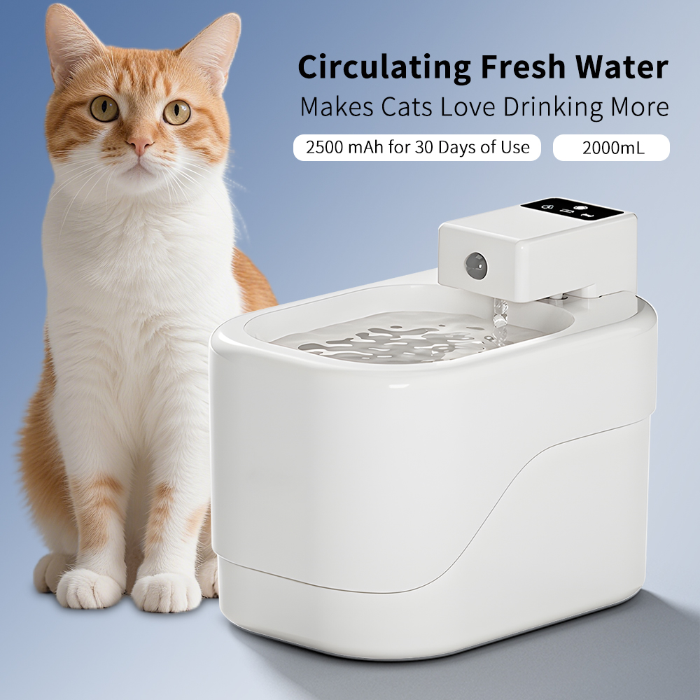 Filtro de Agua Inteligente para Mascotas 2000ml Capacidad Grande, Carga USB Alimentación Inalámbrica, Ultra Silencioso Previene Secado Protege contra Quemaduras Con Filtro Para Animales