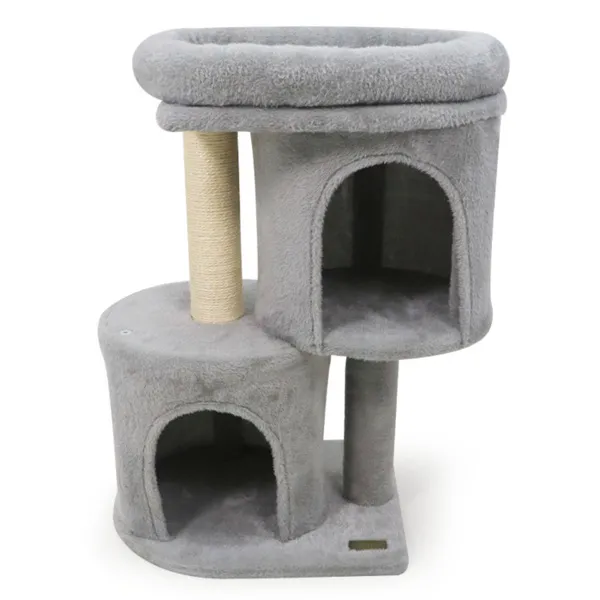 Rascador para Gatos Compacto de 26" con 2 Casitas y Postes de Sisal, Torre para Gatos Antivuelco para Espacios Pequeños — imagen 3