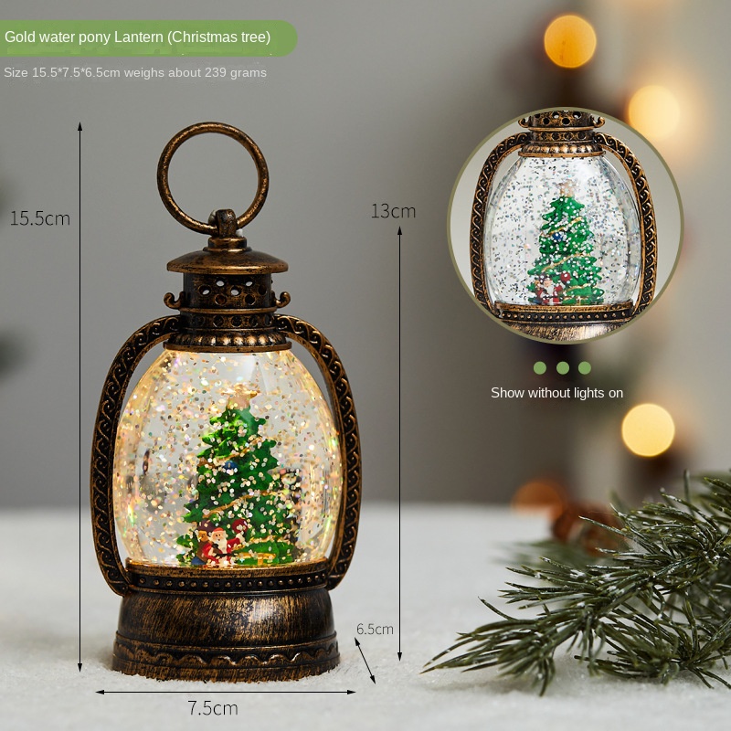 Árbol de Decoración Navideña, Orbe de Caballo Dorado Lleno de Agua con Iluminación que Se Mueve — imagen 8