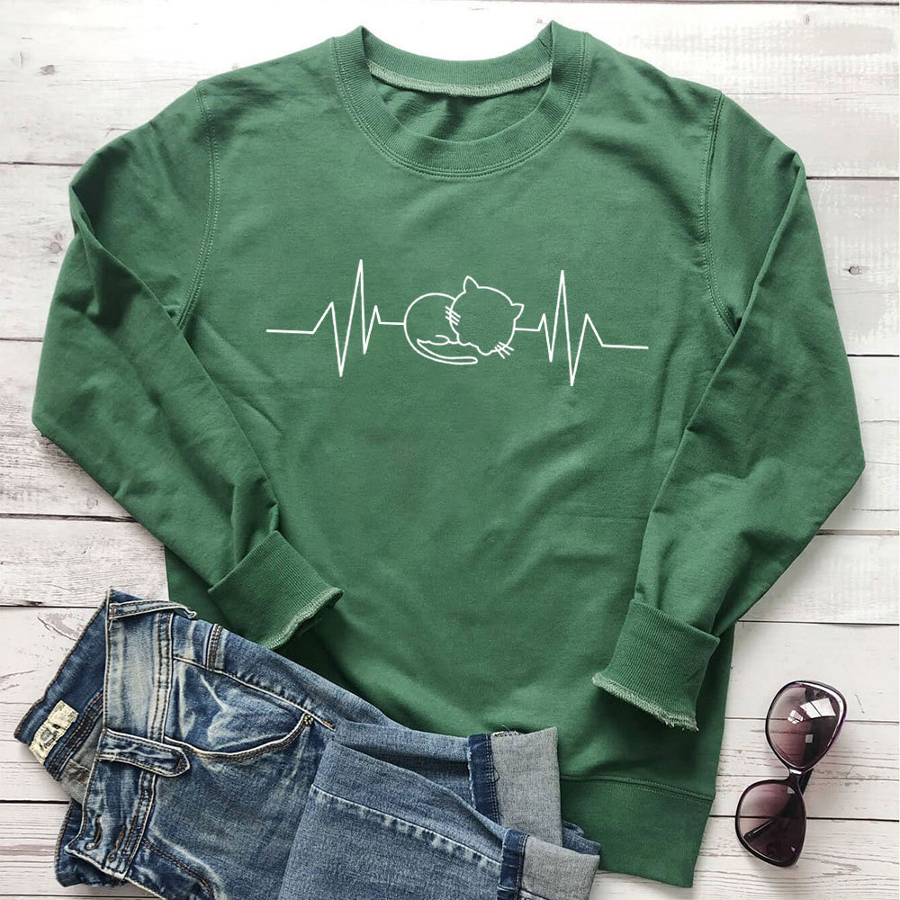Cat ECG printed hoodie — image 6
