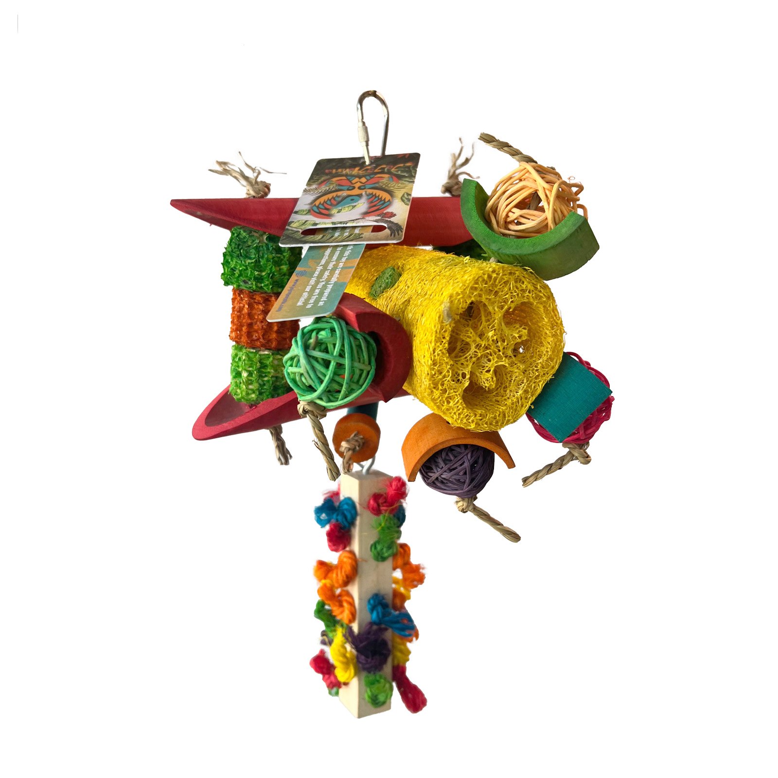 Parakeet Toys, Adventure Series Rainbow Airplane Preening Block Handmade Bird Toy Parrot Toy Set — image 4