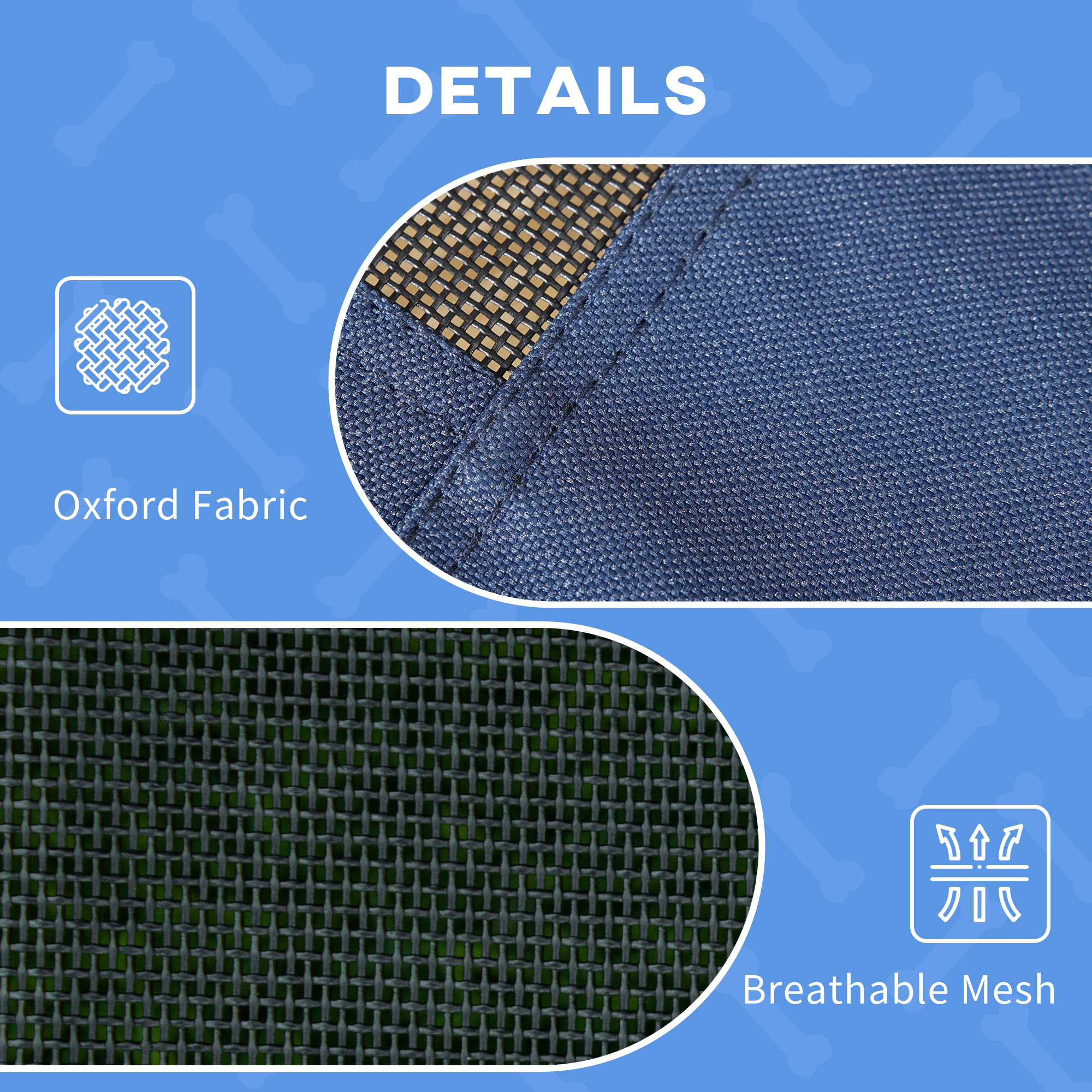 Elevated Portable Dog Cot Pet Bed With UV Protection Canopy Shade, 30 Inch, Dark Blue — image 4