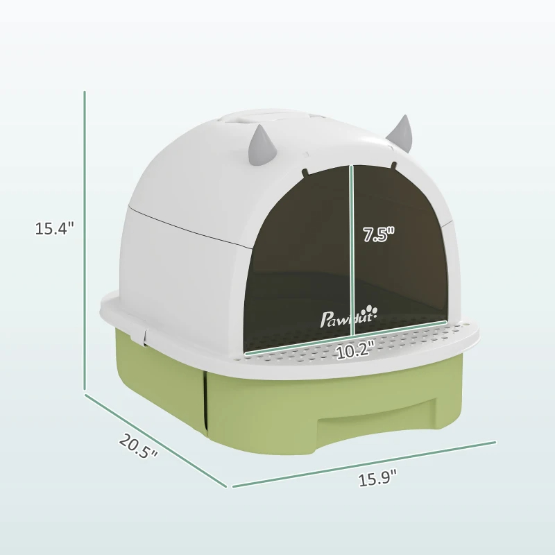 Covered Cat Litter Box With Lid, Scoop, Deodorizing Bags For Odor Control, Privacy, Easy To Clean, Green — imagen 9