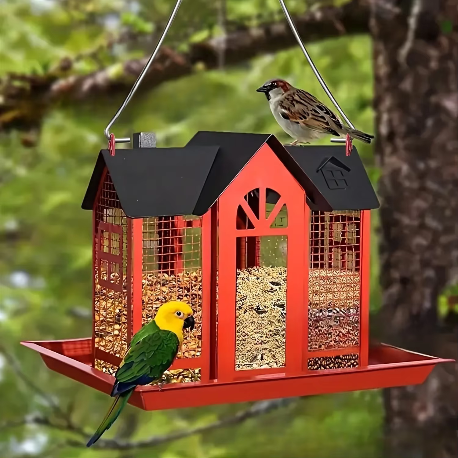 Wild bird feeder, used for outdoor hanging, large capacity bird nest metal mesh wild bird feeder — image 1