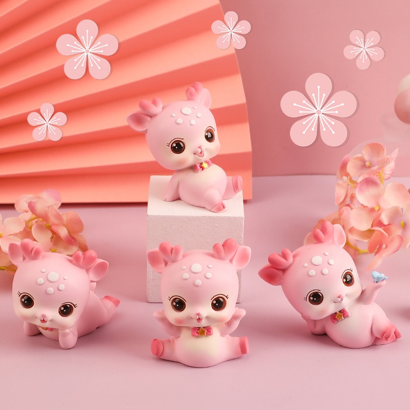 Beginner's Little Cute Resin Deer Decoration Girl's Heart Creative Home Decoration Student Gift Car Decoration Deer — image 3