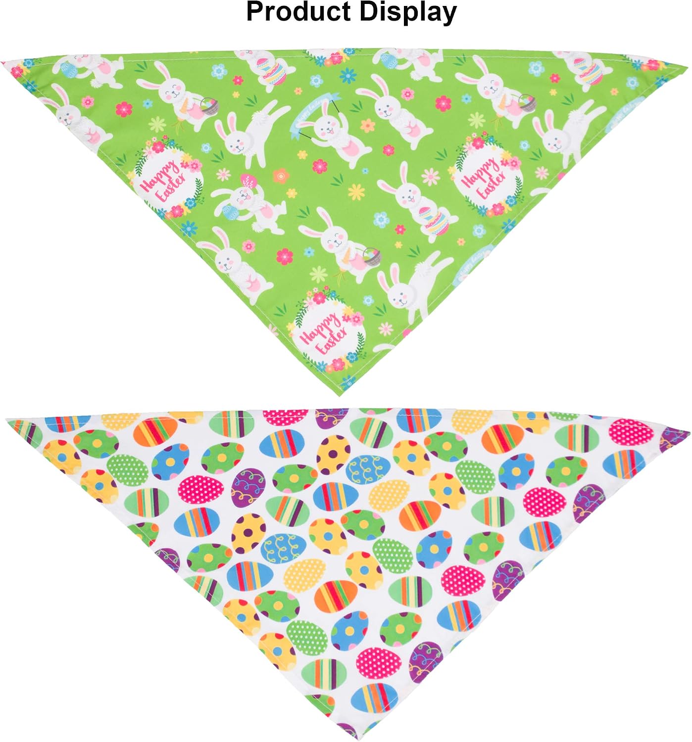 Easter Dog Bandanas 4 PCS, Rabbit And Easter Egg Pattern Triangle Pet Scarves For Medium And Large Dogs, Large — image 3