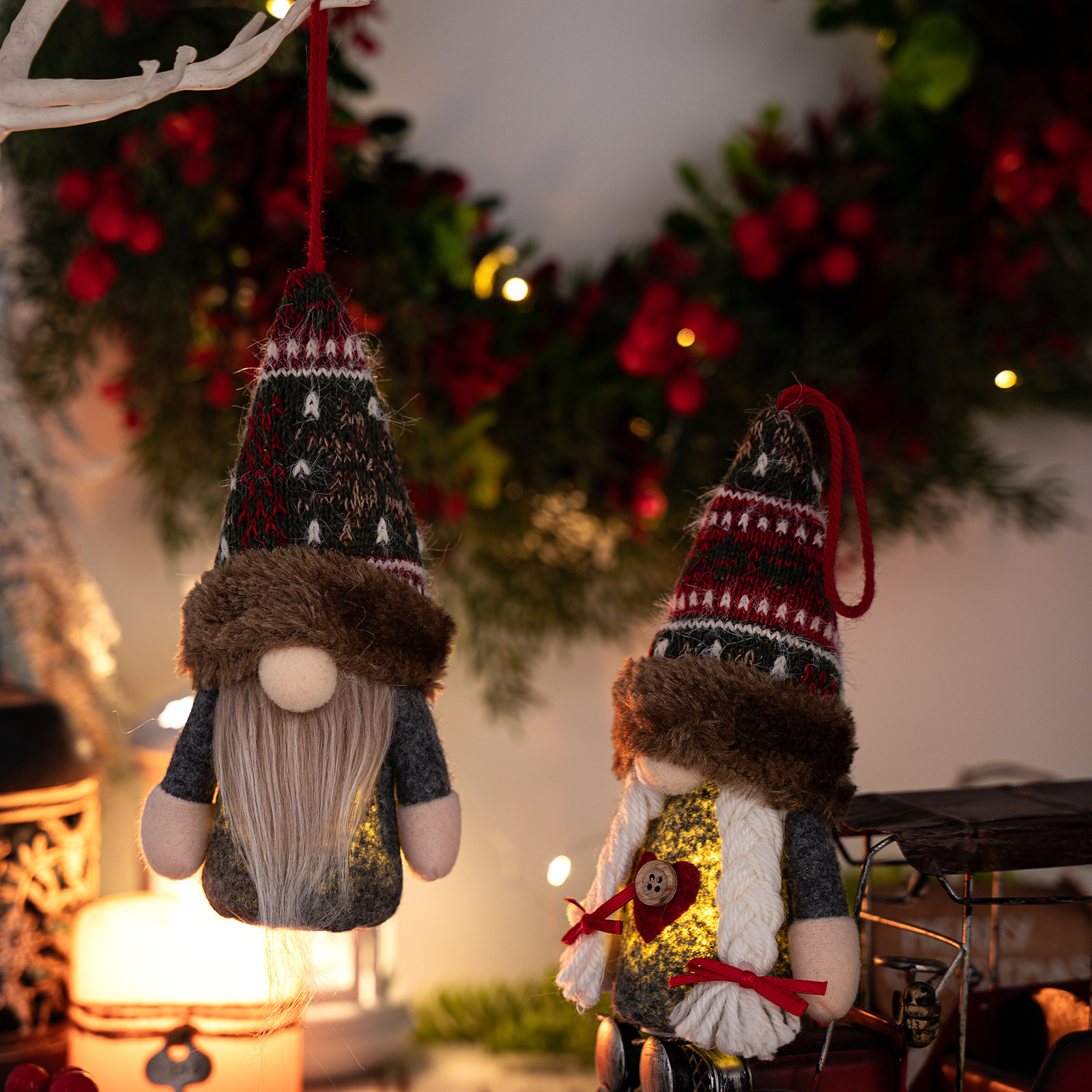 Christmas Decoration Rudolph Reindeer Ornament with Lights, Cartoon Elf LED Figure for Holiday Decor — image 4
