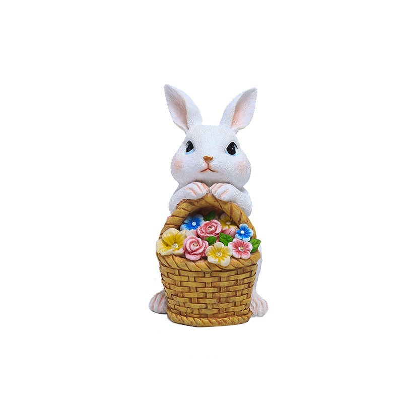 Solar Rabbit Basket Decoration Resin — image 1